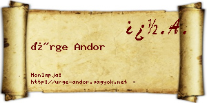 Ürge Andor névjegykártya